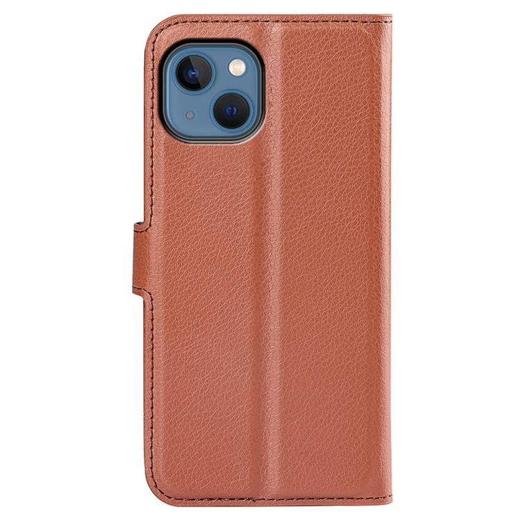 OEM Litchi Flip iPhone 14 Plus Plånboksfodral - Brun