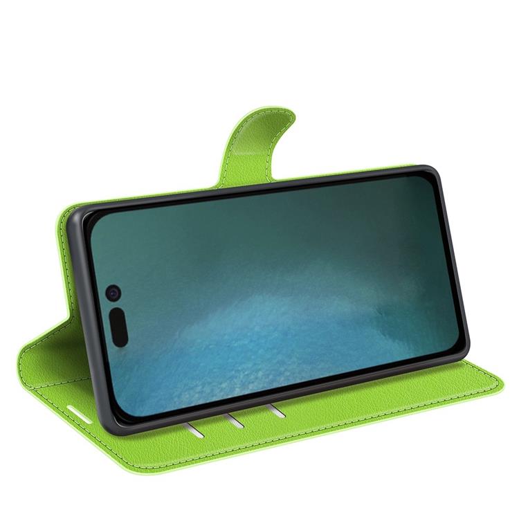 OEM Litchi Flip iPhone 14 Plus Plånboksfodral - Grön