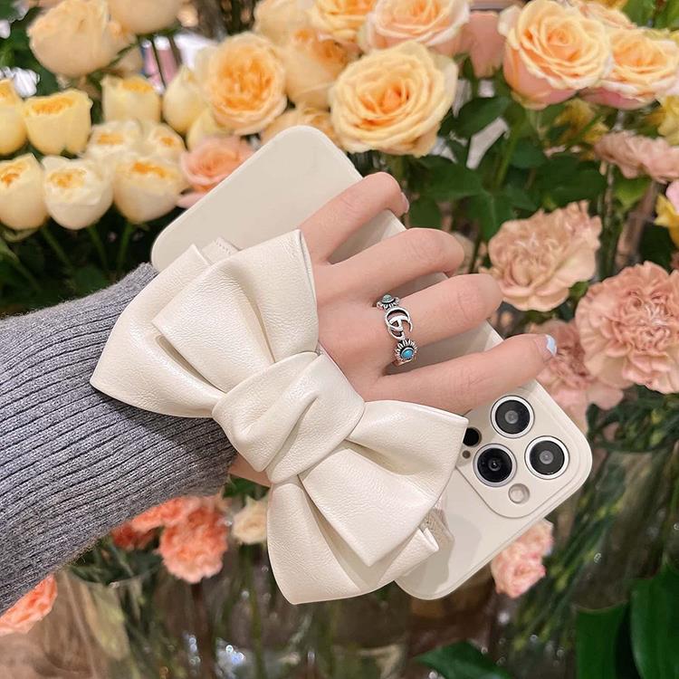 OEM Bowknot Läderrem TPU Skal iPhone 13 - Vit