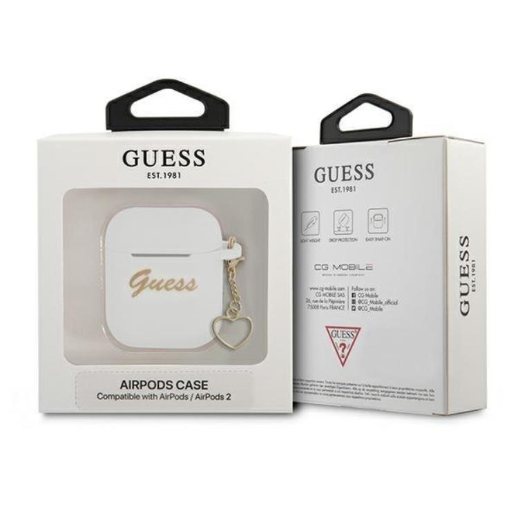 Guess Guess Silicone Heart Charm Collection Skal Airpods - Vit