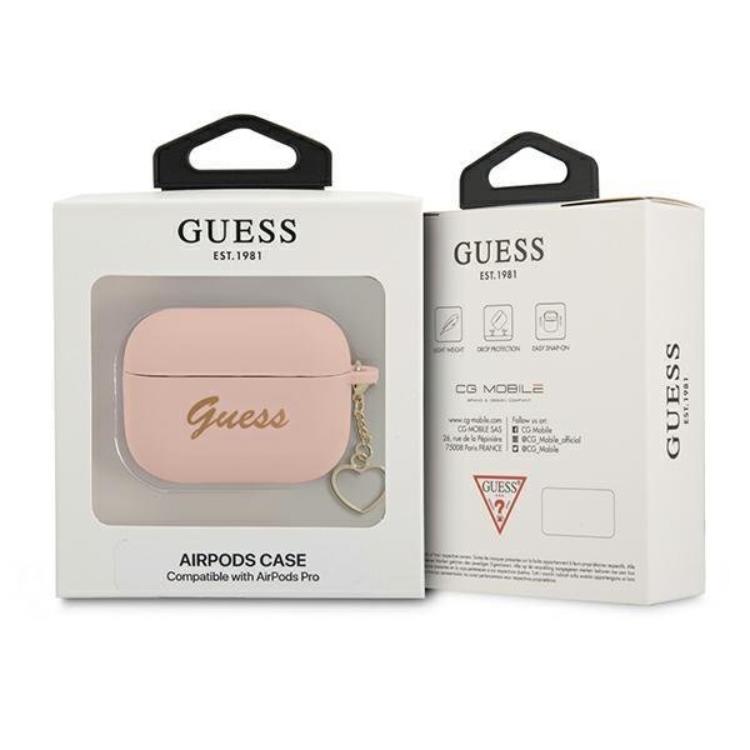 Guess Guess Silicone Heart Charm Collection Skal Airpods Pro - Rosa