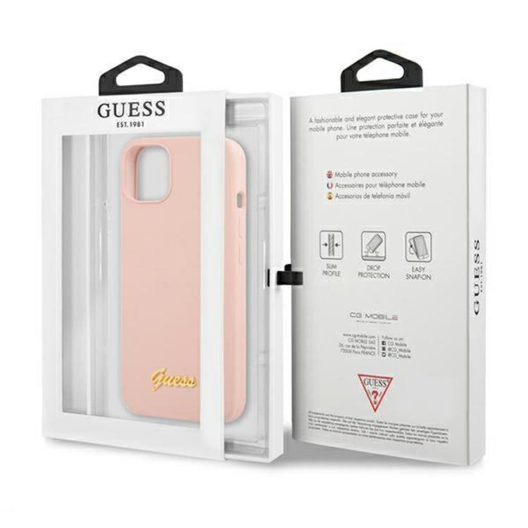 Guess Guess iPhone 13 Skal Magsafe Silicone Script Gold Logo - LjusRosa