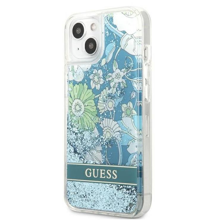 Guess Guess iPhone 13 mini Skal Flower Liquid Glitter - Grön