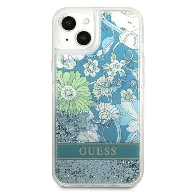 Guess Guess iPhone 13 mini Skal Flower Liquid Glitter - Grön