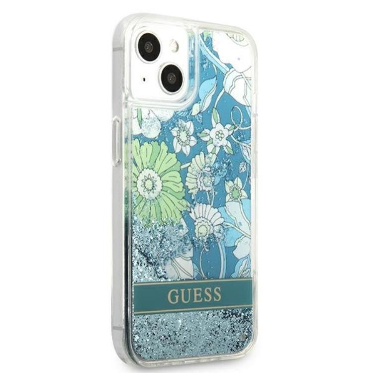 Guess Guess iPhone 13 mini Skal Flower Liquid Glitter - Grön