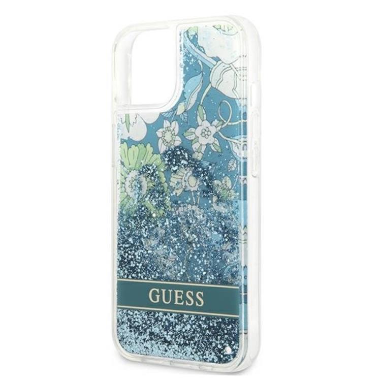 Guess Guess iPhone 13 mini Skal Flower Liquid Glitter - Grön