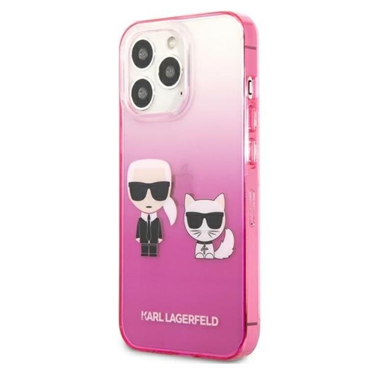 KARL LAGERFELD Karl Lagerfeld iPhone 13 Pro Skal Gradient Ikonik Karl & Choupette - Rosa