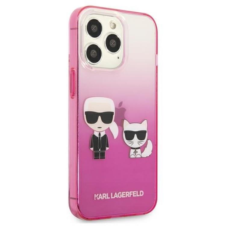 KARL LAGERFELD Karl Lagerfeld iPhone 13 Pro Skal Gradient Ikonik Karl & Choupette - Rosa