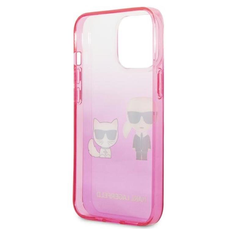 KARL LAGERFELD Karl Lagerfeld iPhone 13 Pro Skal Gradient Ikonik Karl & Choupette - Rosa