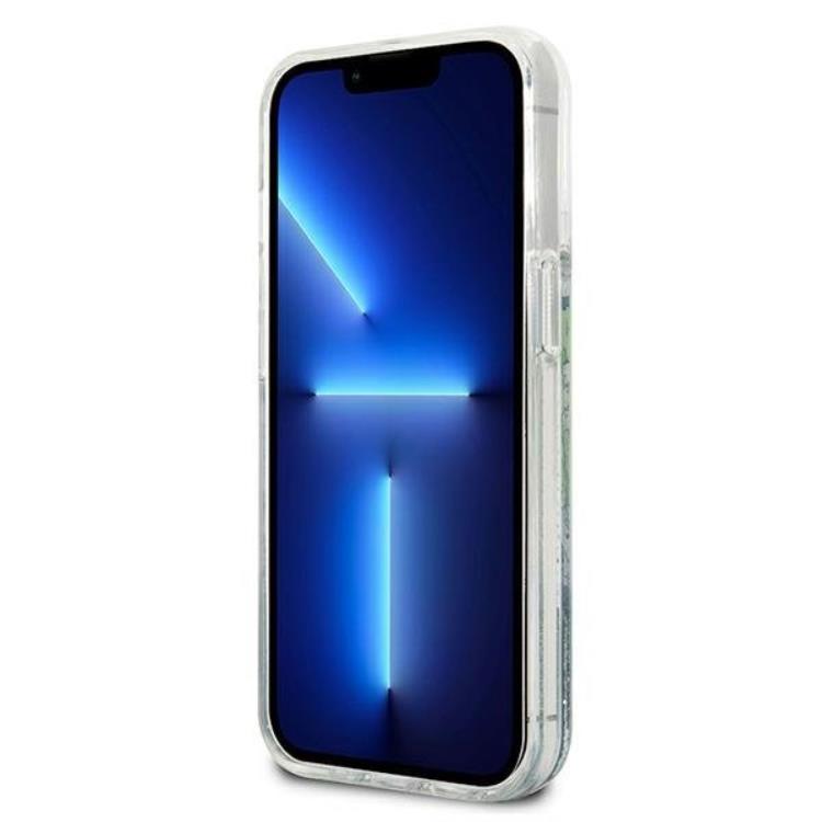 Guess Guess iPhone 13 Pro Skal Flower Liquid Glitter - Grön