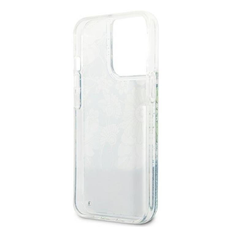Guess Guess iPhone 13 Pro Skal Flower Liquid Glitter - Grön