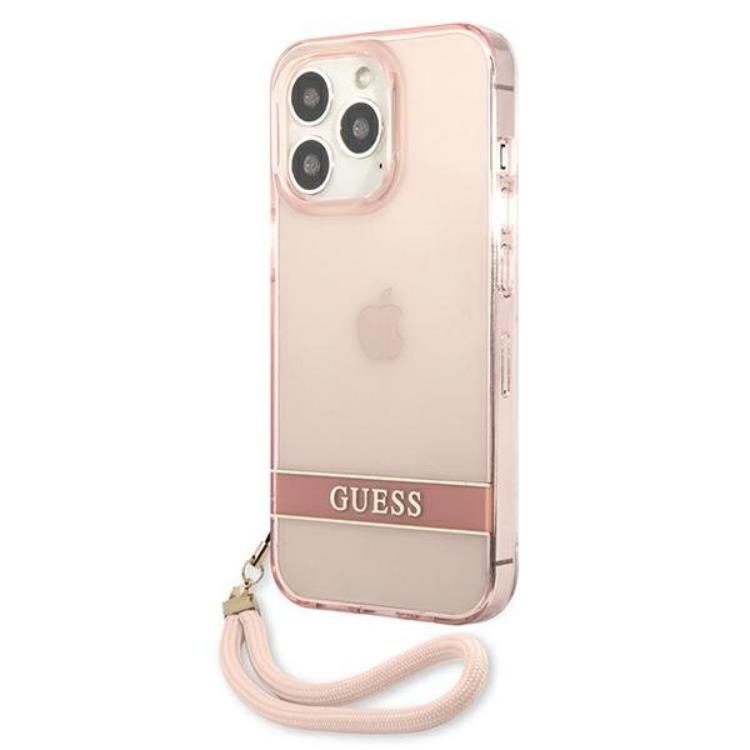 Guess Guess iPhone 13 Pro Skal Translucent Stap - Rosa