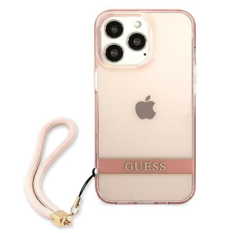Guess Guess iPhone 13 Pro Skal Translucent Stap - Rosa