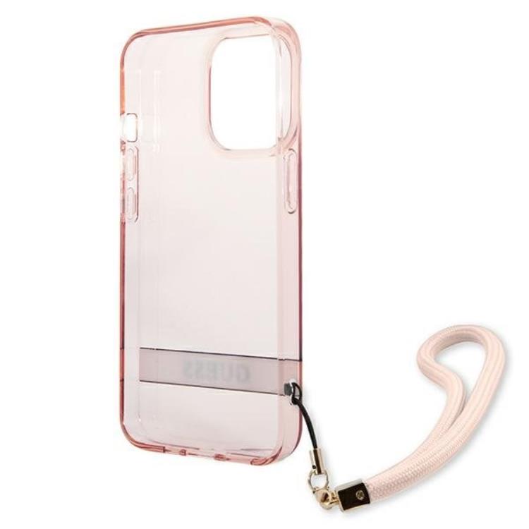 Guess Guess iPhone 13 Pro Skal Translucent Stap - Rosa