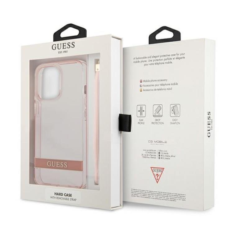 Guess Guess iPhone 13 Pro Skal Translucent Stap - Rosa