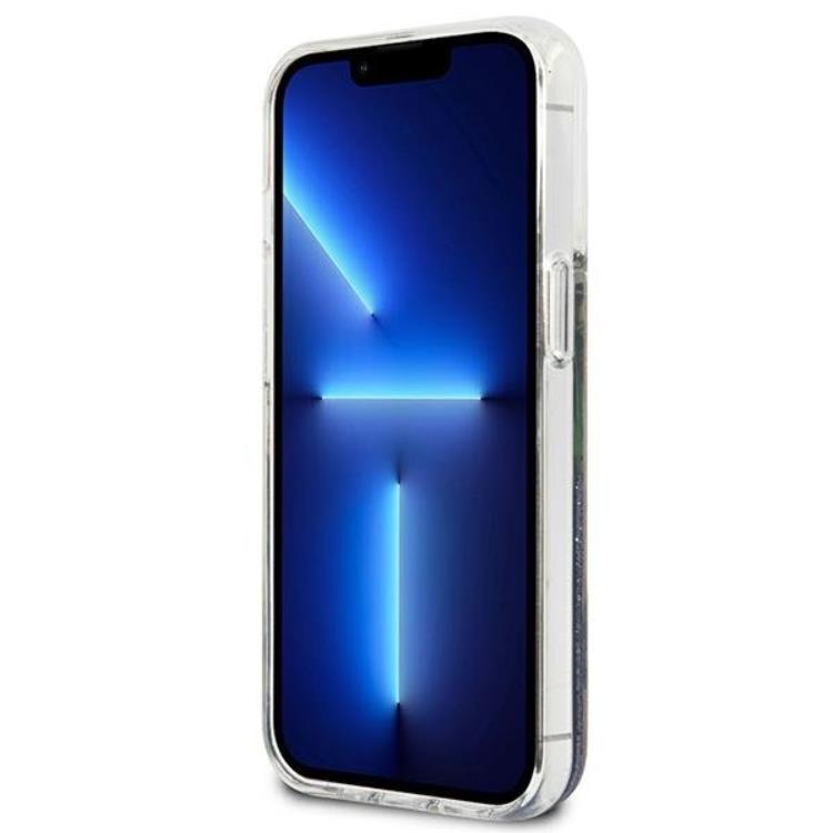 Guess Guess iPhone 13 mini Skal Flower Liquid Glitter - Blå