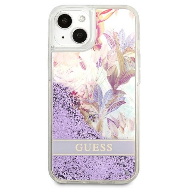 Guess Guess iPhone 13 mini Skal Flower Liquid Glitter - Lila