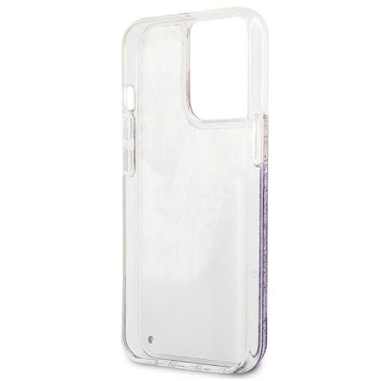 Guess Guess iPhone 13 Pro/13 Skal Flower Liquid Glitter - Lila