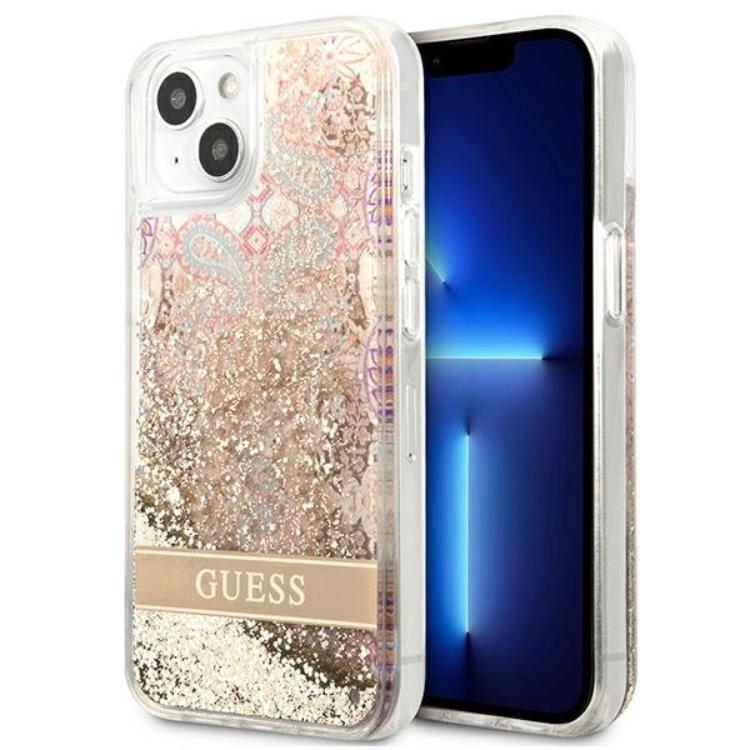 Guess Guess iPhone 13 mini Skal Paisley Liquid Glitter - Guld