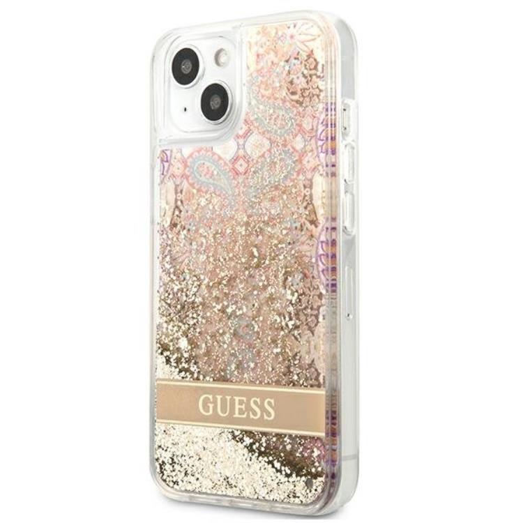 Guess Guess iPhone 13 mini Skal Paisley Liquid Glitter - Guld
