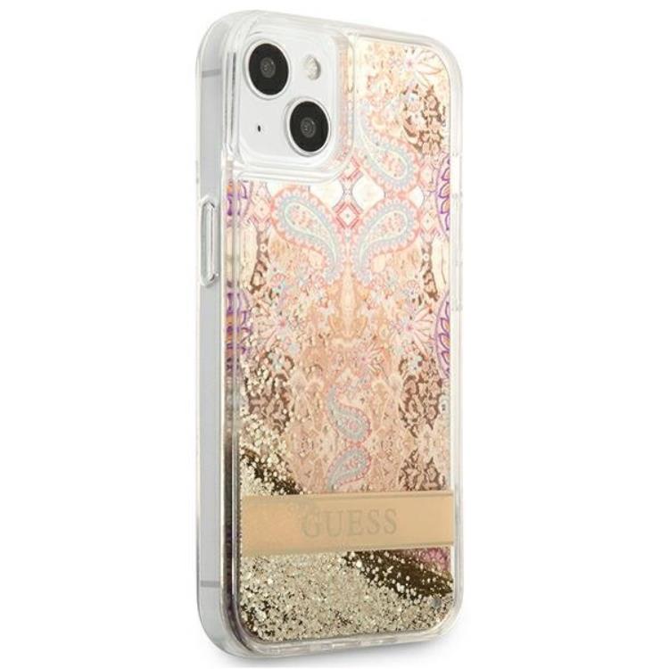 Guess Guess iPhone 13 mini Skal Paisley Liquid Glitter - Guld