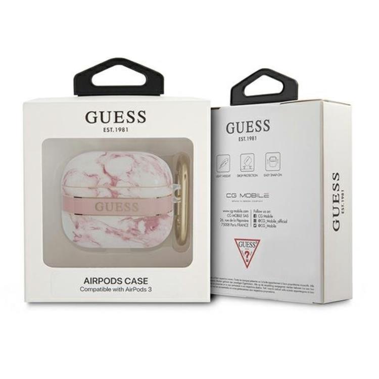 Guess Guess AirPods 3 Skal Marble Strap Collection - Rosa