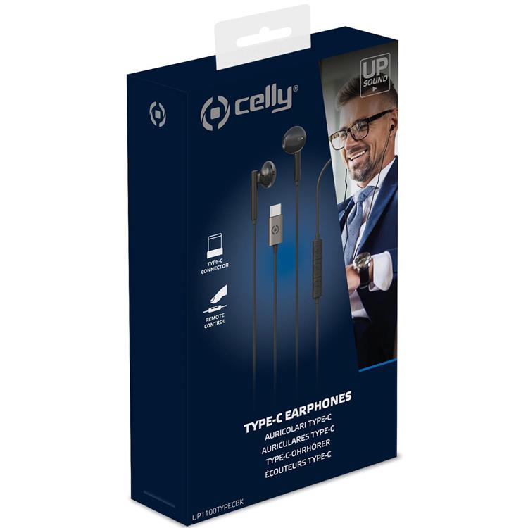 Celly CELLY UP1100 Stereo USB-C Hörlurar Drop - Svart