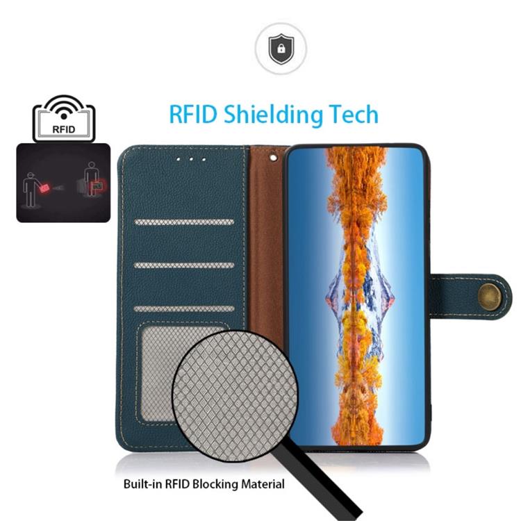 KHAZNEH KHAZNEH iPhone 14 Pro Max Plånboksfodral RFID Äkta Läder - Grön