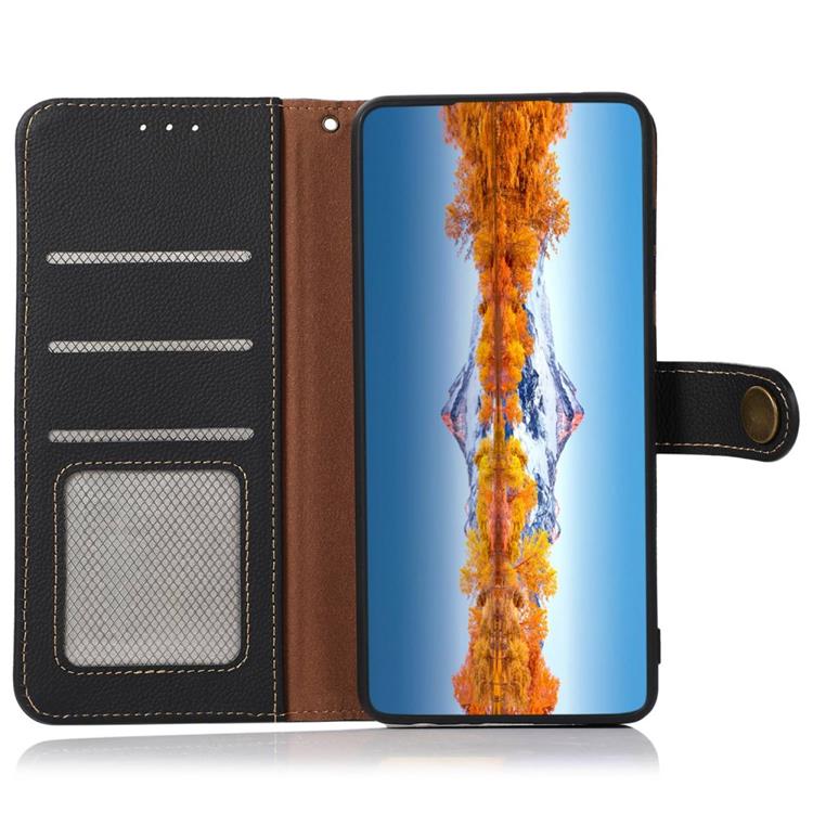 KHAZNEH KHAZNEH iPhone 14 Pro Max Plånboksfodral RFID Äkta Läder - Svart