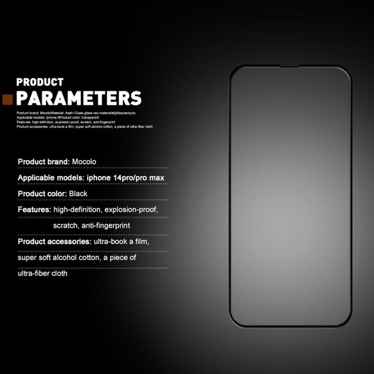 Mocolo MOCOLO iPhone 14 Pro Max Härdat Glas Skärmskydd Full Glue HD - Svart
