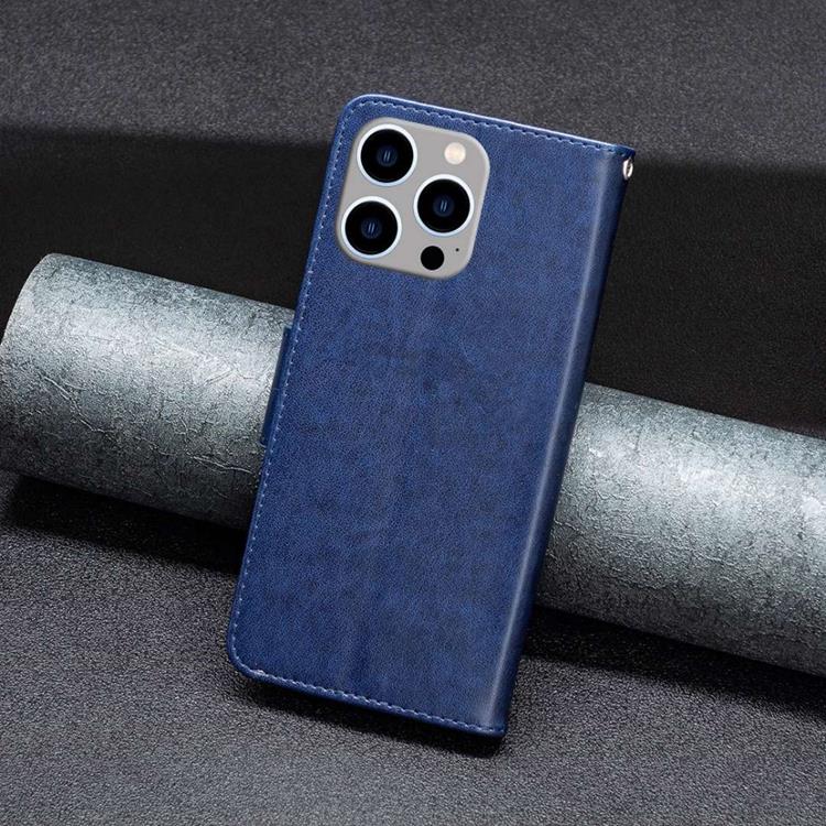 OEM iPhone 14 Pro Max Plånboksfodral Butterflies Imprinted - Mörkblå