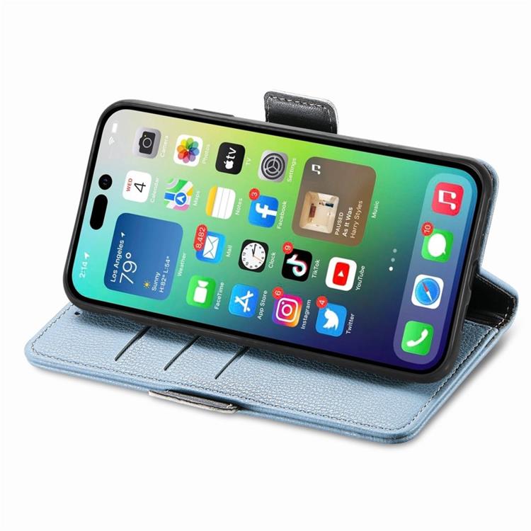 OEM iPhone 14 Pro Max Plånboksfodral Flower Decor Magnetic - Blå