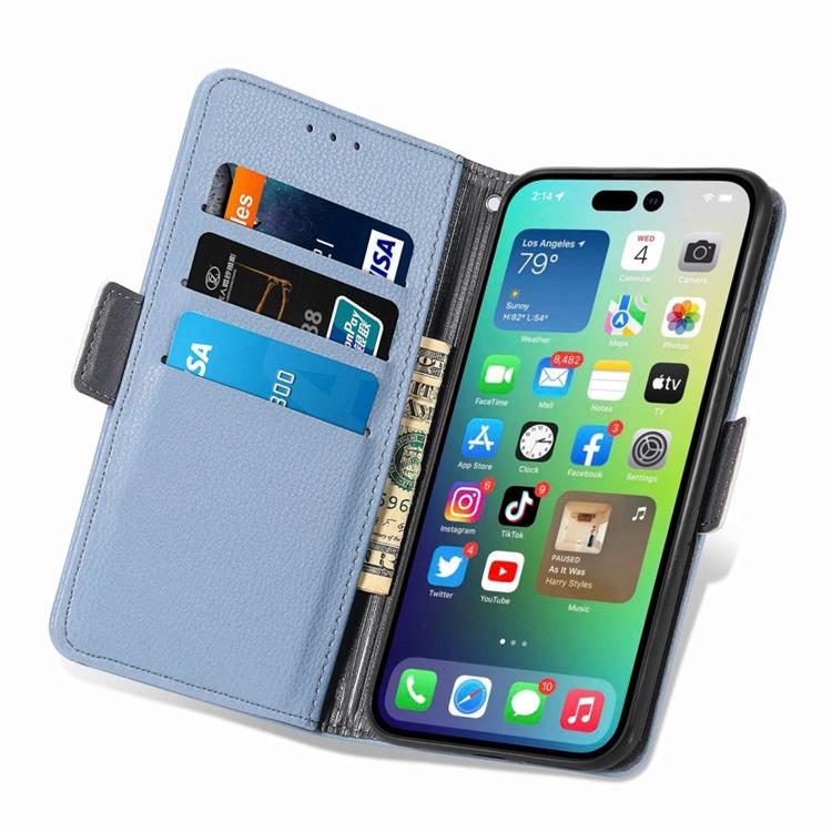 OEM iPhone 14 Pro Max Plånboksfodral Flower Decor Magnetic - Blå