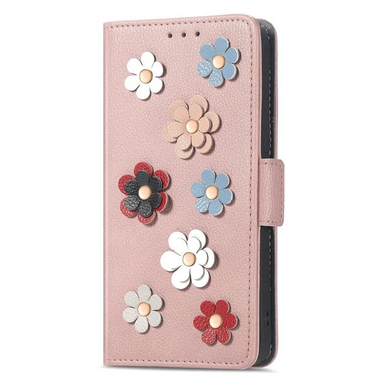 OEM iPhone 14 Pro Max Plånboksfodral Flower Decor Magnetic - Rosa Guld