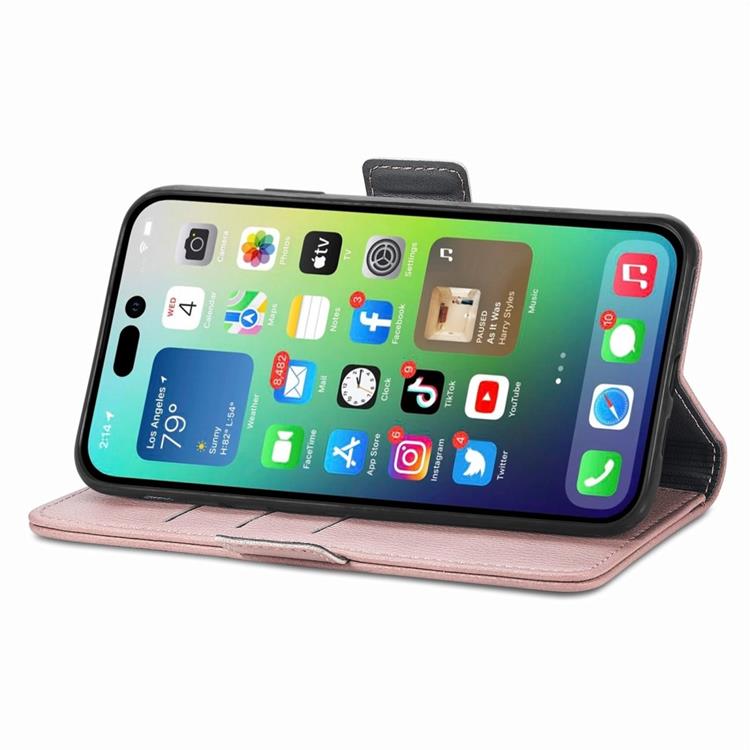 OEM iPhone 14 Pro Max Plånboksfodral Flower Decor Magnetic - Rosa Guld