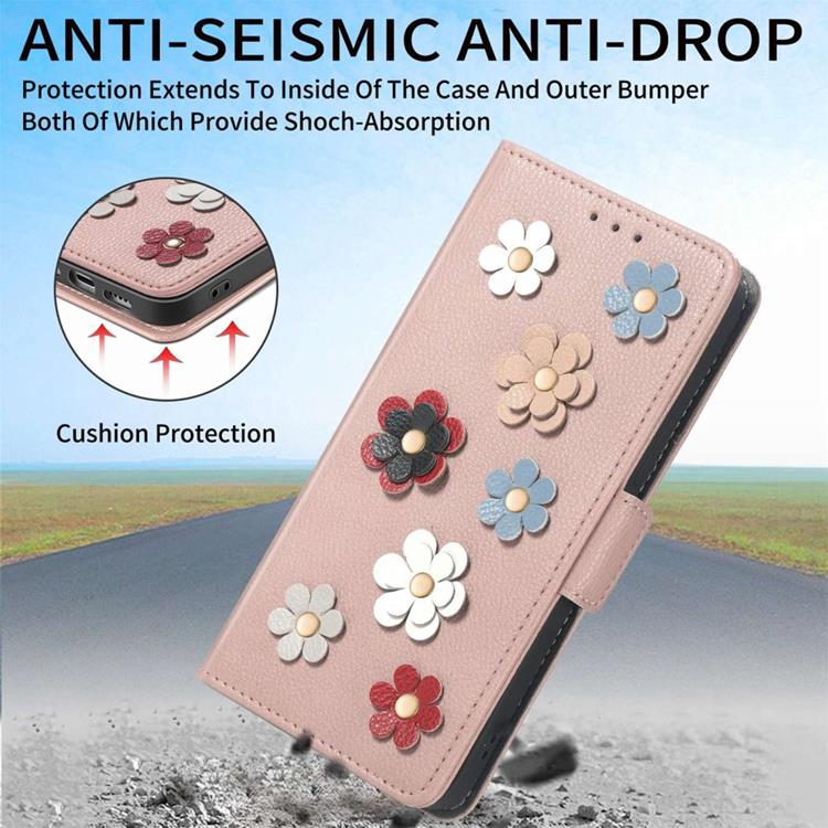 OEM iPhone 14 Pro Max Plånboksfodral Flower Decor Magnetic - Rosa Guld