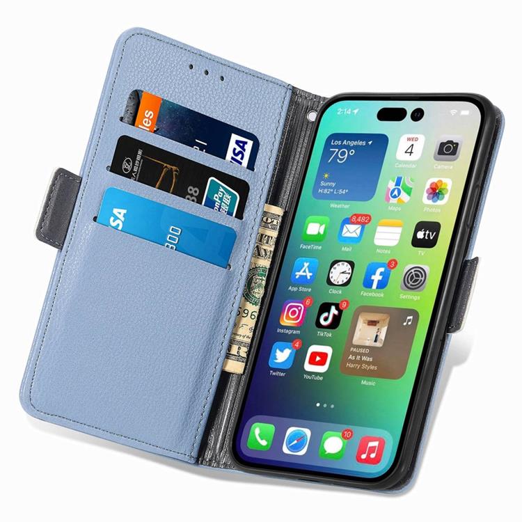 OEM iPhone 14 Plus Plånboksfodral Flower Decor Magnetic - Blå