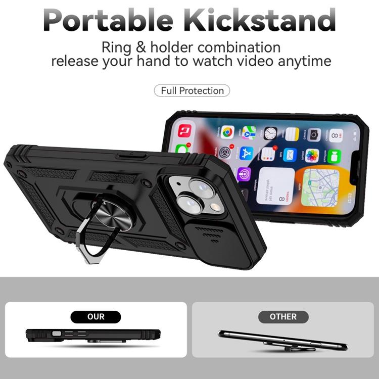 OEM iPhone 14 Skal Ringhållare Kickstand - Svart