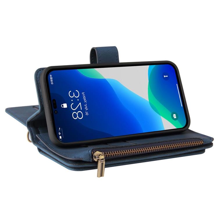 OEM iPhone 14 Pro Plånboksfodral KT Zipper - Blå