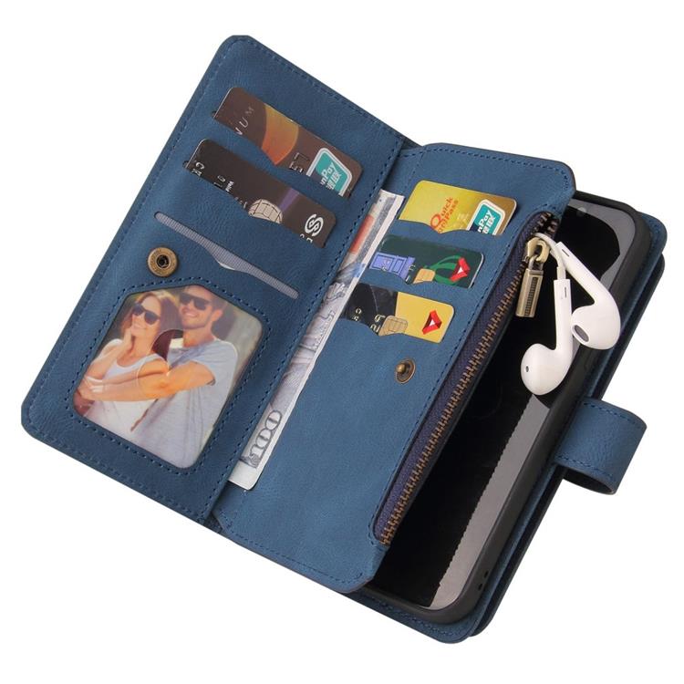 OEM iPhone 14 Pro Plånboksfodral KT Zipper - Blå
