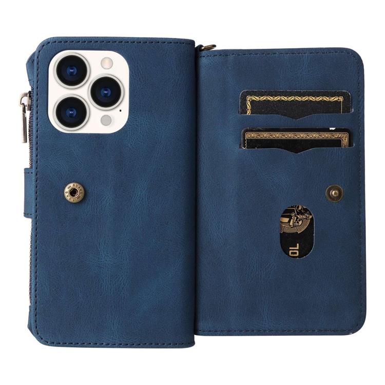 OEM iPhone 14 Pro Plånboksfodral KT Zipper - Blå