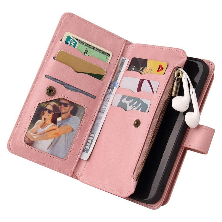 OEM iPhone 14 Pro Max Plånboksfodral KT Zipper - Rosa