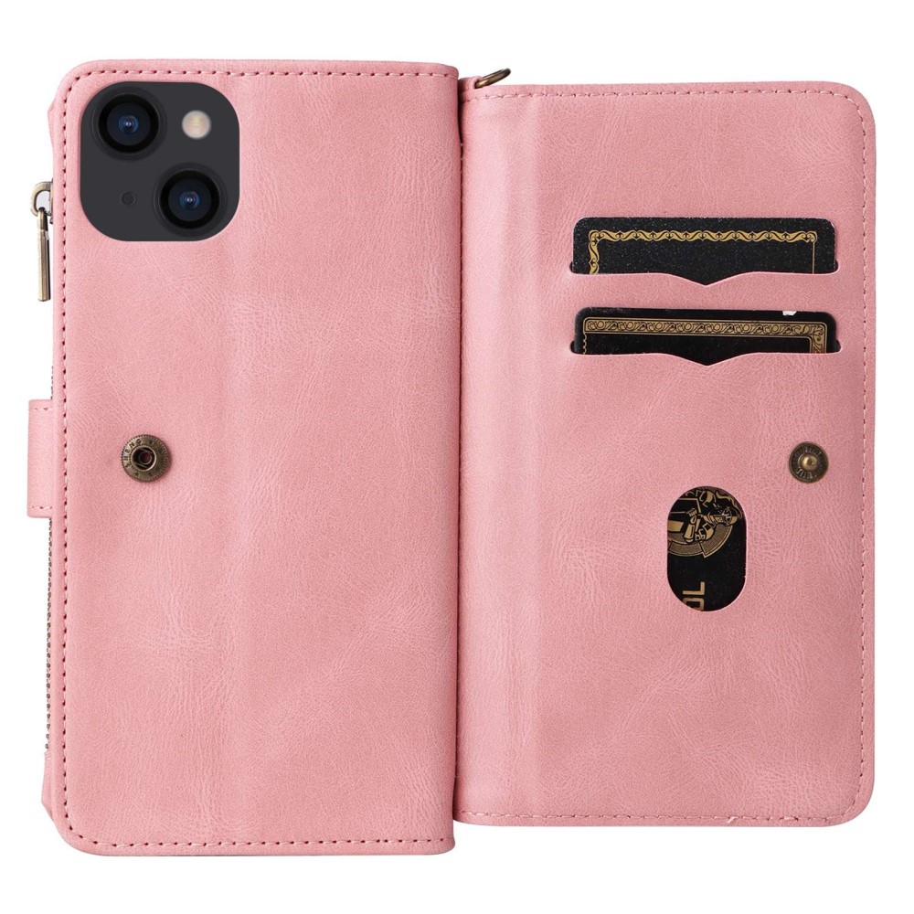 OEM iPhone 14 Plus Plånboksfodral KT Zipper - Rosa