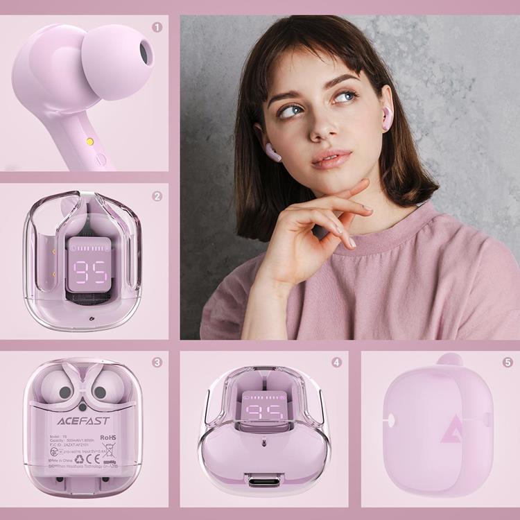 Acefast Acefast In-ear Trådlösa Hörlurar TWS Bluetooth - Rosa