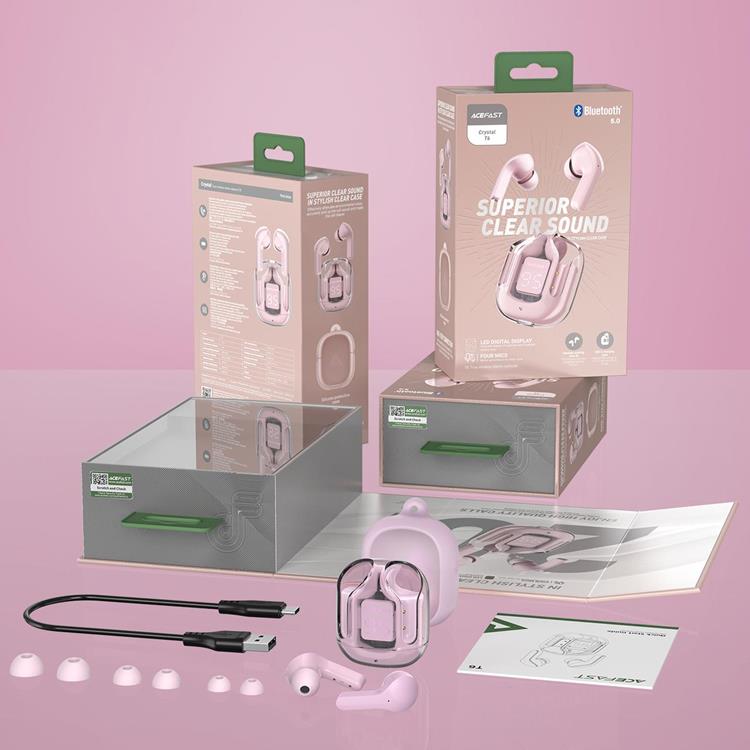 Acefast Acefast In-ear Trådlösa Hörlurar TWS Bluetooth - Rosa