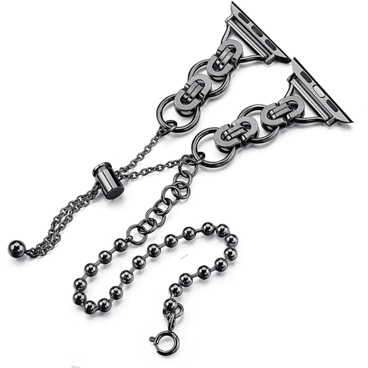 OEM Apple Watch 2/3/4/5/6/7/SE (42/44/45mm) Armband Metal Pearls - Svart