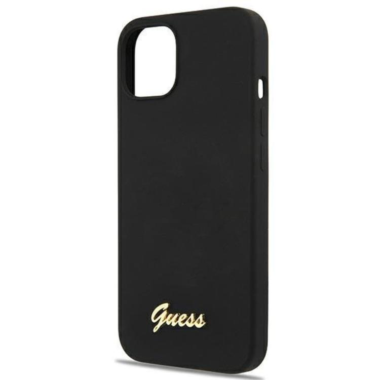 Guess Guess iPhone 13 Skal Magsafe Silicone Script Guld Logo - Svart