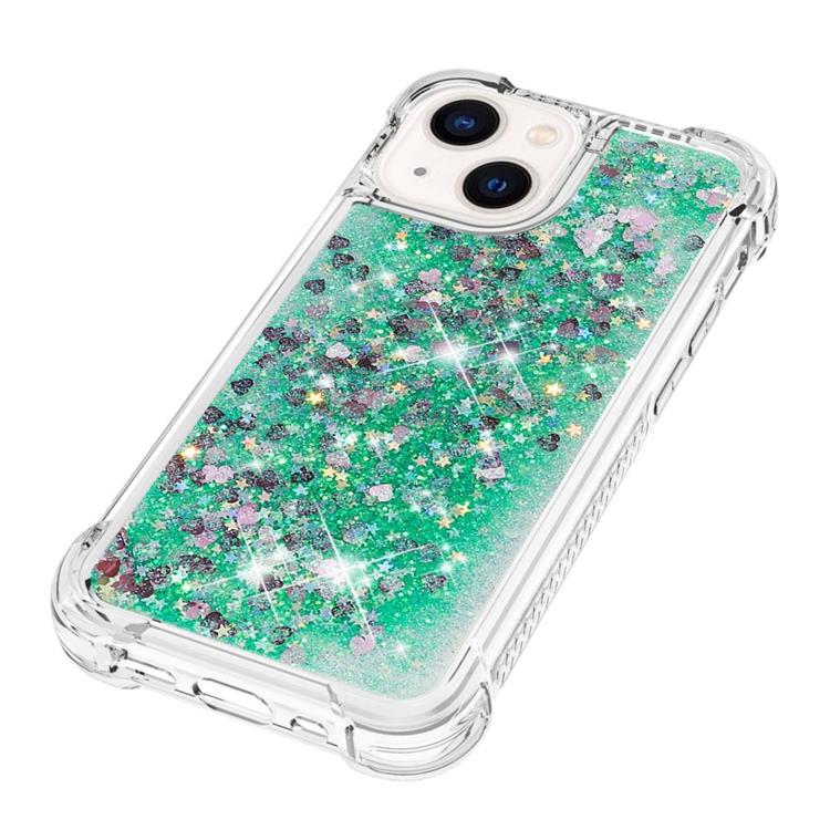 OEM iPhone 14 Plus Skal Liquid Floating Glitter - Grön