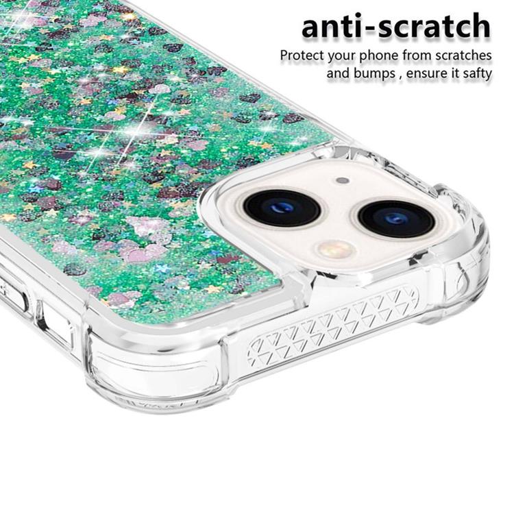 OEM iPhone 14 Plus Skal Liquid Floating Glitter - Grön