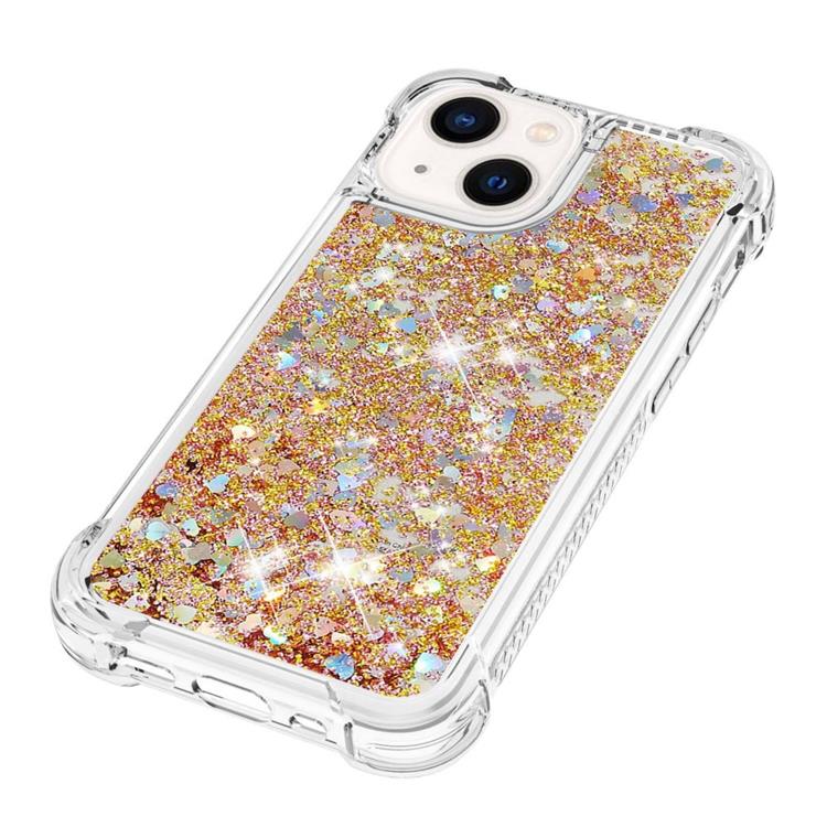 OEM iPhone 14 Plus Skal Liquid Floating Glitter - Guld